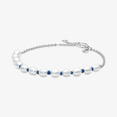Pandora Klassisches Kettenarmband mit Behandelter Süsswasserzuchtperle in Blau - 591689C01-18